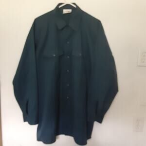 Vtg Dickies Shirt Mens XL 17-17.5x35 Blue Solid Workwear Made USA Long Sleeve